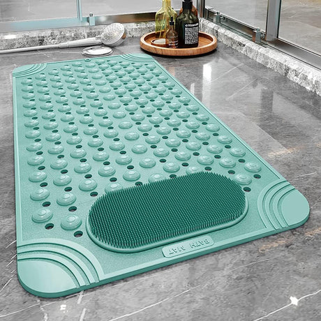 Shower Mat Non Slip - Bathtub Mat with Suction Cups and Drain Holes with Foot Scrubber Massage