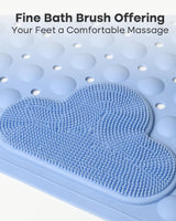 Bath Mat Non Slip with Foot Scrubber, Anti Slip Bath Mat for Tub, Rubber Shower Mat with Suction Cups and Drain Holes