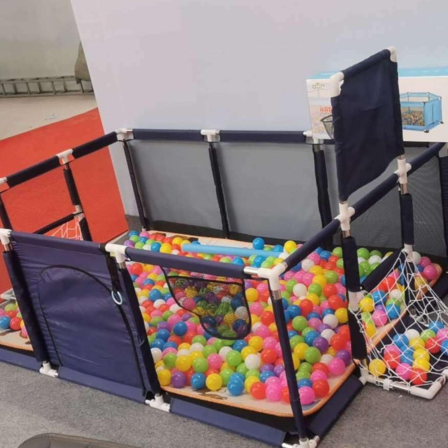 Portable Baby Ball Pit Tent Playpen Play Fence Baby Playpen with Basketball Hoop