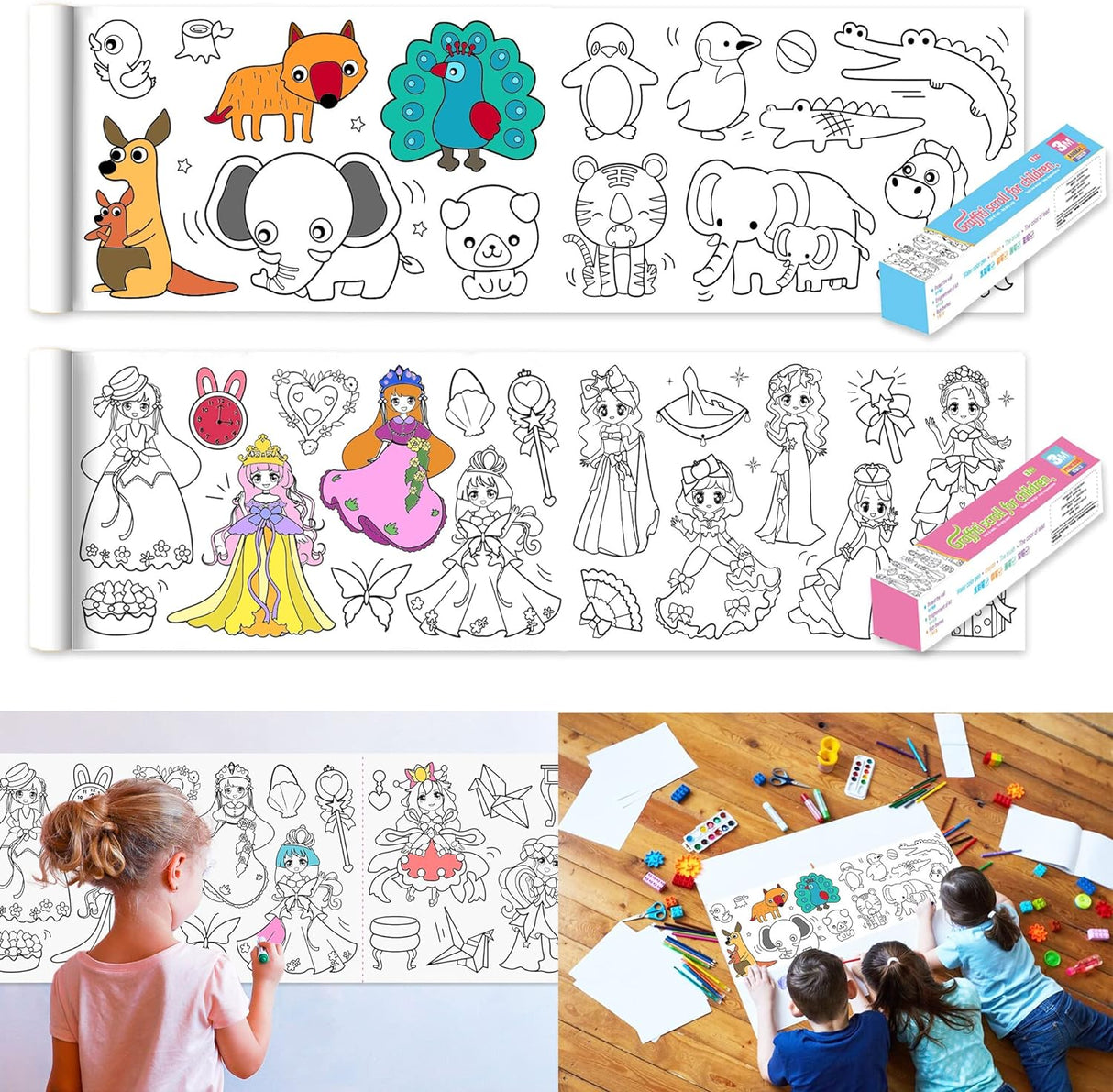 2Pcs Children's Drawing Roll, Drawing Paper for Kids,Coloring Paper for Art