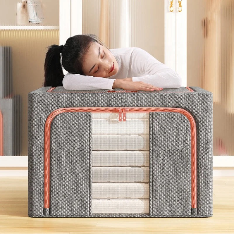 Foldable Storage Living Box Cloth Organizer With Steel Frame