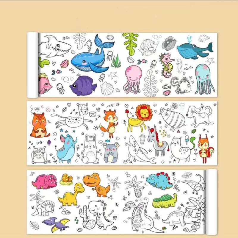 Children Coloring Roll Graffiti Drawing  Paper Chart 2pcs