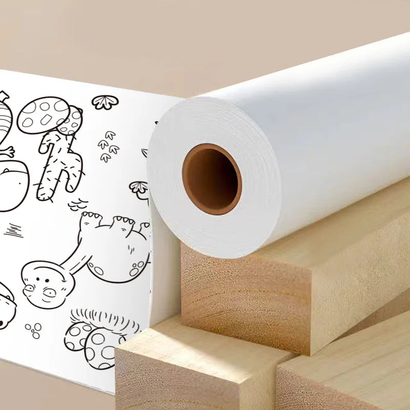 30*200cm Early Educational Kids Drawing Roll DIY Sticky Color Filling Paper Scroll