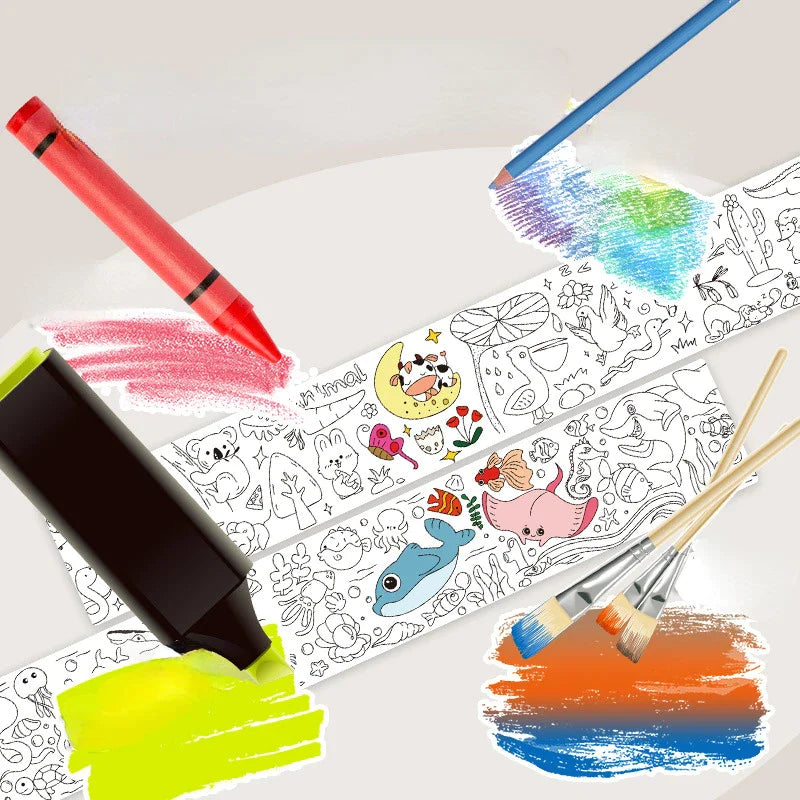 2pcs Children Drawing Roll Sticky Color Filling Paper