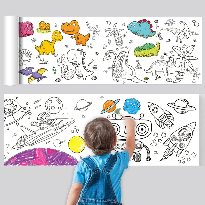 2pcs Children Drawing Roll Sticky Color Filling Paper