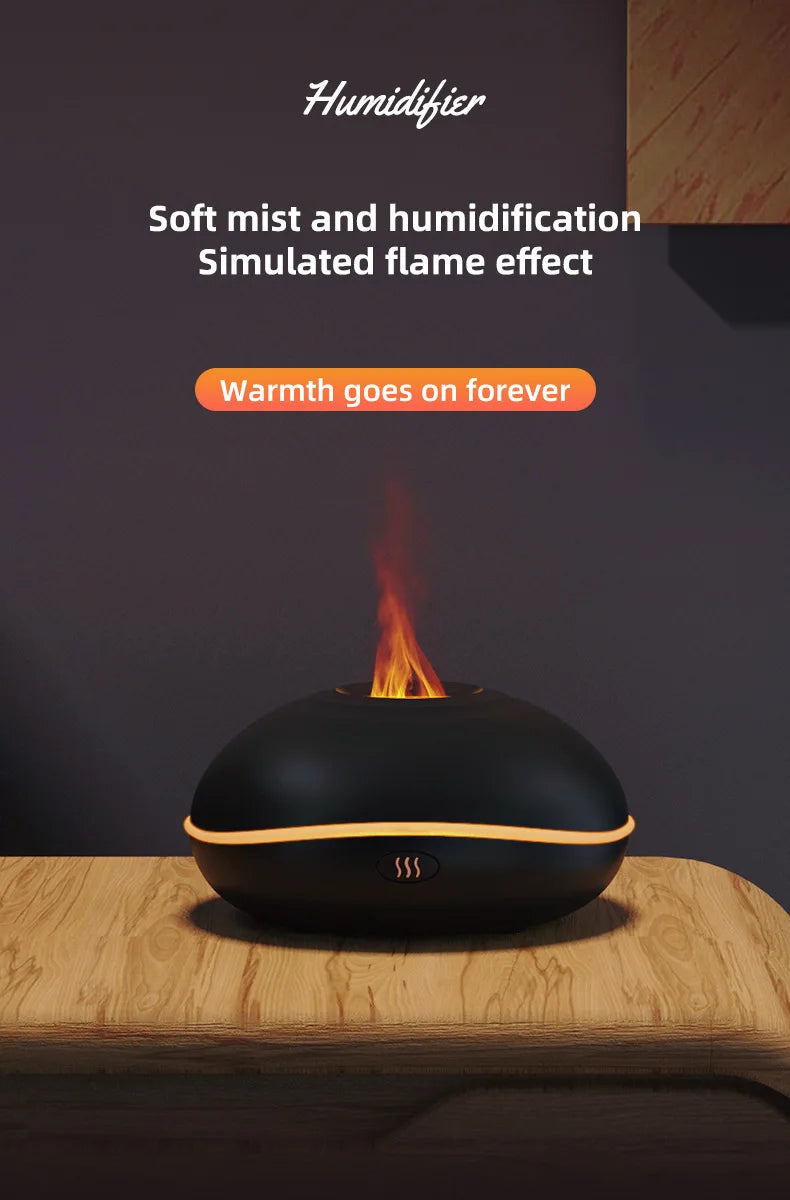 7 Color Flame Aroma Diffuser 200ml Fire Flame Humidifier