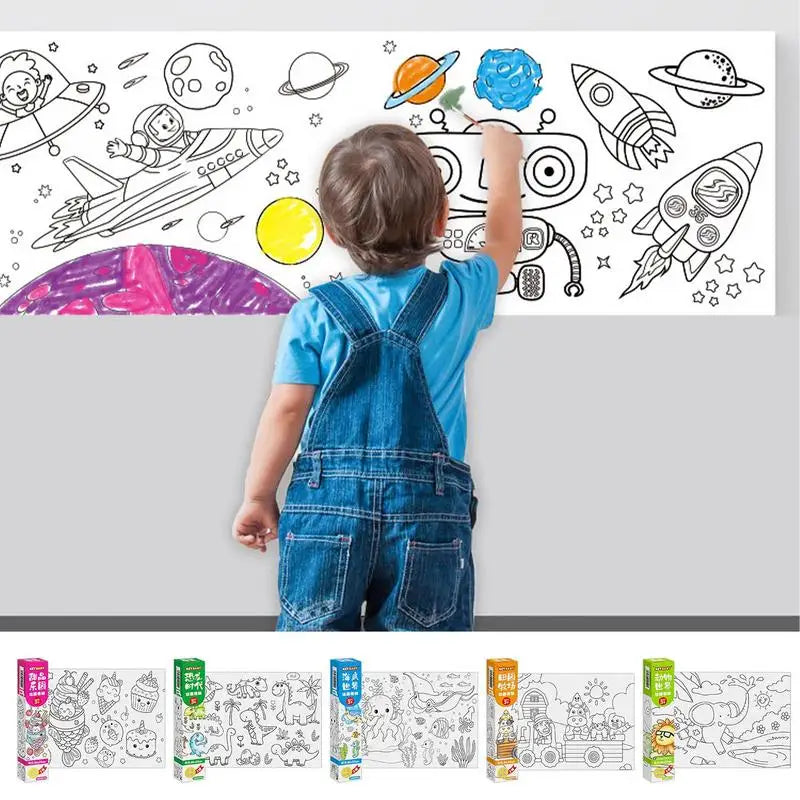 Children Coloring Paper Sticky Color Filling Paper Graffiti Scroll Coloring Paper Roll 200cm by 30cm