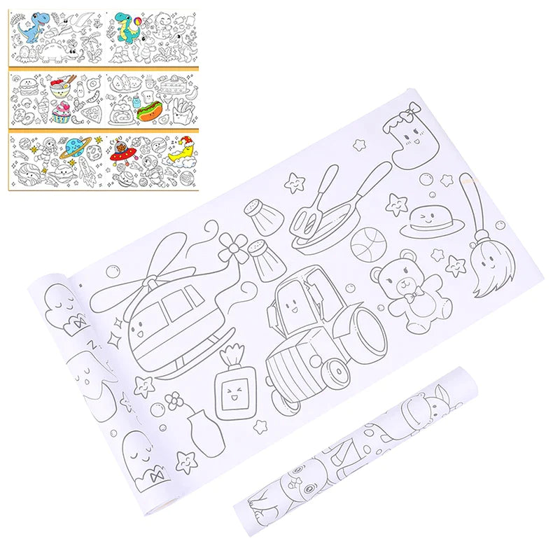 2m Children Drawing Roll DIY Sticky Color Filling Paper Coloring Paper ...