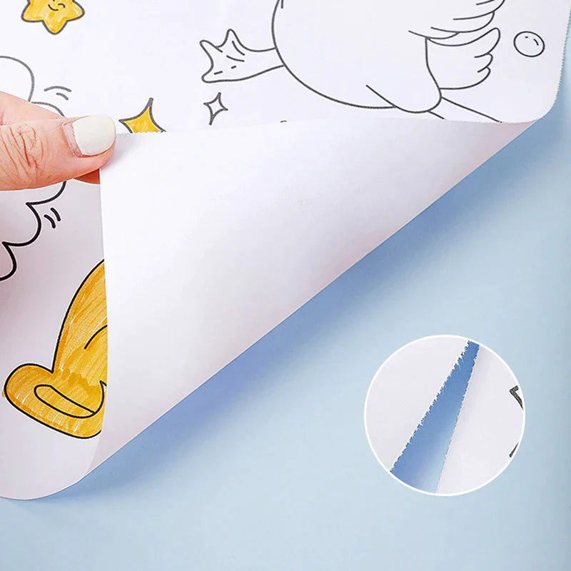 2m Children Drawing Roll DIY Sticky Color Filling Paper Coloring Paper for Kids